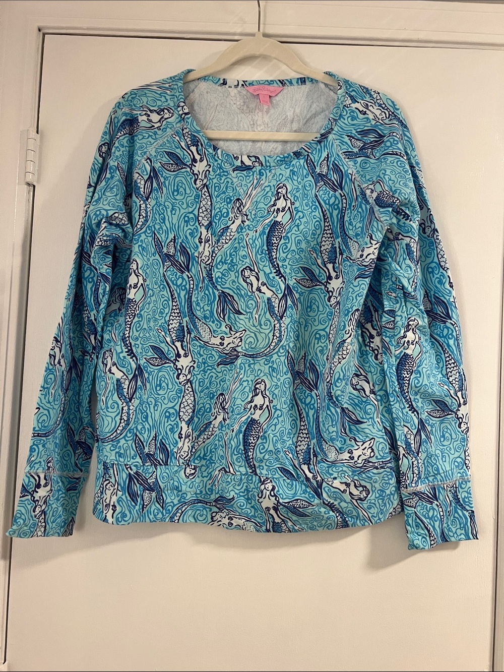 EUC Lilly Pulitzer Aqua Mermaid-Print Sweatshirt
